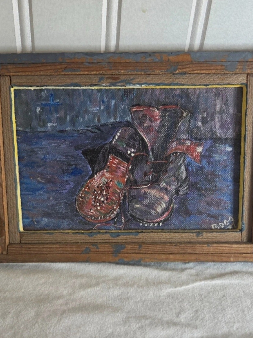 A Pair of Boots miniature by Vincent van Gogh's 1887 work boots collectible